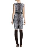 Stretch Mini Leopard Jacquard Dress, Leopard