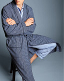 Check Robe with Piping, Navy