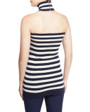 Striped Tube Top with Choker, Maritime/White