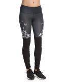 Goddess Colorblock Ribbed Sport Leggings, Butterfly/Black