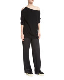 Fluid Wide-Leg Pants, Black