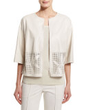 Sabina Laser-Cut Leather Short Jacket 