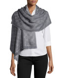Shimmery GG Pattern Scarf, Silver