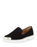 Men's Suede Metal-Toe Slip-On Sneaker