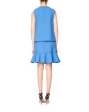 Satin-Trim Shell Top, Blue