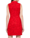 Tiger-Print Sleeveless Sheath Dress, Red