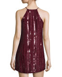 Blake Sleeveless Embellished Dress, Oxblood