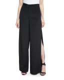 The Meadow Side-Slit Silk Pants, Black