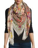 Animal Print Cashmere Scarf, Multi Colors 