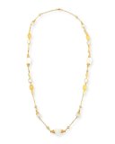 Long Beaded Mother-of-Pearl Station Necklace
