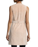 Belted Suede Trench Vest, Blush