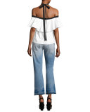 Alyssa Off-the-Shoulder Halter Top, White/Black