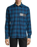 Plaid Flannel Shirt w/Leather Stars Patch