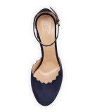 Lauren Scalloped D'Orsay Pump, Blue Lagoon