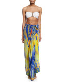 Printed Beaded Caftan Coverup