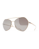 Esse Geometric Aviator Sunglasses, Nude/Gray