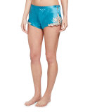 Maison Lace-Trim Tap Shorts, Turquoise