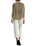 Roya Sleeveless Silk Blouse with Metallic Trim