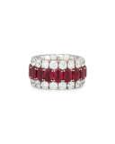 18K White Gold Expanding Ruby & Diamond Ring