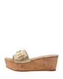 Warren Platform Cork Wedge Slide Sandal, Beige