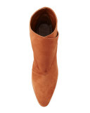 Diaz Suede Low-Heel Bootie, Camel