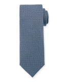 Micro-Print Woven Silk Tie, Light Blue
