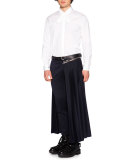 Zipper Pleated Half-Skirt Trousers