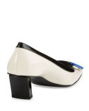 Belle Vivier Graphic Patent Pump, Off White/Black