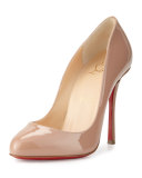 Merci Allen Patent 100mm Red Sole Pump, Nude
