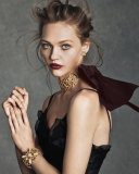 Textured Golden Choker Necklace with Grosgrain Bow