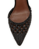 Fresia Woven Pointed-Toe Pump, Black