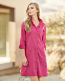 Linen Viscose Stretch Shirtdress, Gingerpink  
