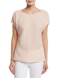 Nadette Pleated Boat-Neck Blouse, Aura 
