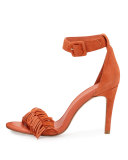 Pippi Suede Fringe Sandal, Tangerine