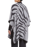 Zebra-Intarsia Button-Front Cape, Multicolor