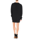 Double-Ruffle Wool Mini Skirt, Black