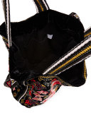 Farley Velvet Tote Bag, Black