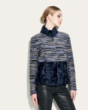 Boxy Tweed & Shearling Coat Fur