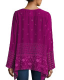 Sash Flare Georgette Tunic, Purple 