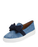 Val Denim Jacquard Bow Skate Sneaker, Blue