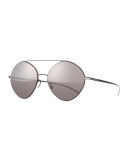 Round Mirrored Stainless Steel Sunglasses