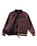 Hally Leopard Rose Bomber Jacket, Brown, Size 6-14