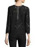 Antonia Lace Leather-Trim Top