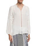Aubrey Silk Blouse with Lace Detail