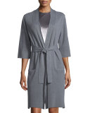 Long Tie-Front Kimono Cardigan, Heather Gray