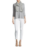 Long-Sleeve Double-Knit Top W/ Striped Facing 