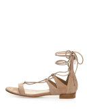 Tie-Up Suede Flat Gladiator Sandal, Beach