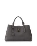 Roma Large Woven-Trim Tote Bag, New Light Gray