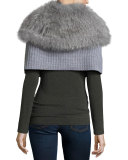 Ribbed Cashmere Shrug w/ Detachable Fox Fur Collar
