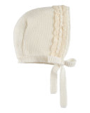 Crochet Lace-Trim Bonnet, Ivory